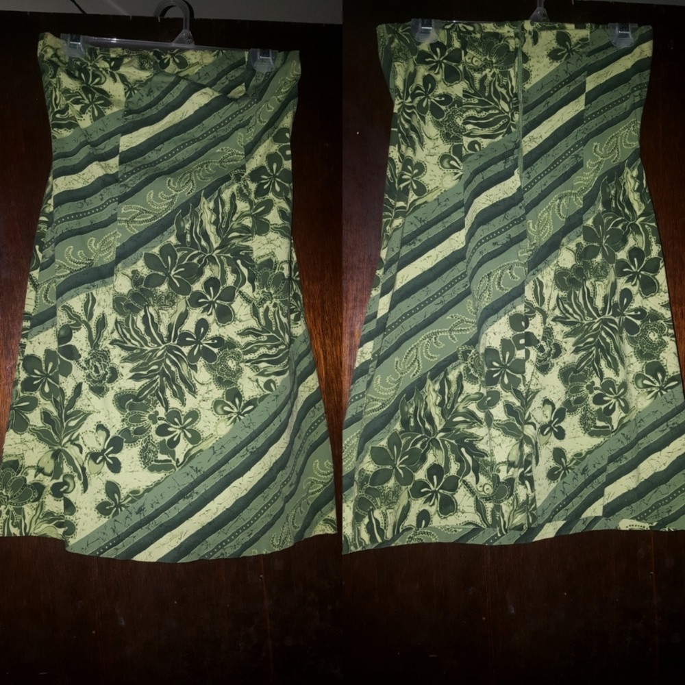 Green Tropical Tube Top Dress Size L